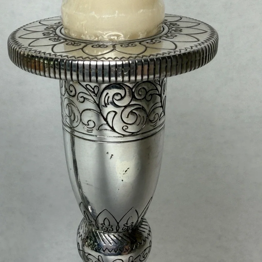Brighton Cinderella Candlestick Holders Silver Scroll Design 6